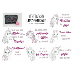 Stickserie ITH - Crazy Unicorn Zipper Tasche